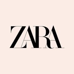 the word zara in black and white on a pink background