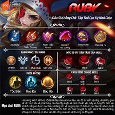 the game menu for ruby, which features all kinds of characters and their abilitiess