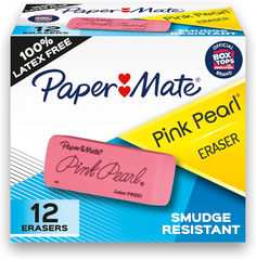 paper mate pink pearl eraser, 12 / pkg - packaging may vary