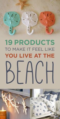 beach themed items with text that reads 19 products to make it feel like you live at the beach