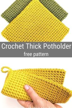 Crochet Potholder Free Pattern, Thick Crochet Potholder, Thermal Stitch, Thick Crochet, Crochet Pot Holders Free Pattern, Crochet Potholder, Crochet Potholder Patterns, Crochet Hot Pads, Crochet Shoulder Bags