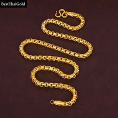 This Shop has a Special Free Gift (Chain) for Every Order. 😊🙏 Item : 1 x Necklace For : Unisex Type : GOLD PLATED over Brass, Nickel free Purity: 96.5% Surface: Sand Matted Length: ~ 20 inches Width: ~ 4 mm Weight: ~ 36 grams Color: Yellow Gold ( slightly +/- from photo ) Handmade from Thailand. Thai gold plating technic really solid and stunning look. Rewarding your life from hard working, match up your dress, a gift to someone special for you. The Craftsmanship of Thai Jewelry 💍💎 One of th Thailand Jewelry, Buddha Necklace, Necklace Mens, Box Chain Necklace, Gold Wedding Jewelry, Amulet Necklace, Gold Chains For Men, Gold Chain Jewelry, Birthday Jewelry Gift