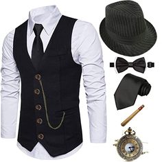 1920s Mens Costume, Look Gatsby, Mens Fedora Hat, Fashion 60s, 1920s Costume, 1920s Looks, Tie Outfit, 1920s Outfits, Mens Fedora