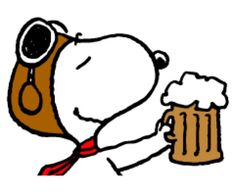 a cartoon dog holding a mug of beer