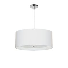 a white lamp hanging from the ceiling