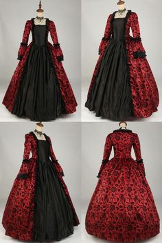 Wine Red Gothic Victorian Dress Steampunk Reenactment Clothing Ball Gowns Victorian, Edwardian Era Dress, Victorian Ball Gowns, Gothic Victorian Dresses, Ladybug Dress, Victorian Dresses, 1880s Fashion, Red Gothic, Gothic Victorian