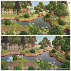 two different views of the same area in animal crossing