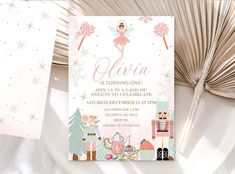 a pink and gold birthday party with nutcrackers, trees, and stars