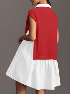 Short dress. Casual style. Short sleeves. European design. Short dress. Deep V-neck. Buttons down front close. Upper sweater look A-line. Cotton fabric. Pull on. Color may be lighter or darker depending the device it is displayed. White Sleeveless Patchwork Mini Dress, White Sleeveless Mini Dress With Patchwork, Casual White V-neck Dress For Daywear, Casual White Short Sleeve V-neck Dress, White Patchwork Knee-length Dress, White Knee-length Patchwork Dress, White V-neck Dress With Short Sleeves, White Patchwork Mini Dress, White Patchwork Shift Dress