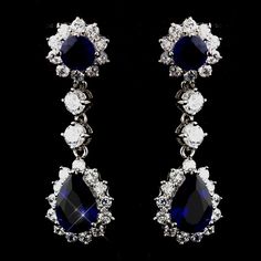 Blue Sapphire Rhinestone and CZ Drop Wedding Earrings Blue Bridal Earrings, Navy Blue Earrings, Formal Earrings, Crystal Earrings Wedding, Blue Sapphire Necklace, Cinderella Wedding, Bridal Earrings Drop, Wedding Earrings Drop, Bridal Fashion Jewelry