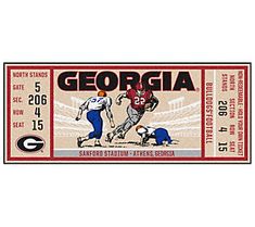 a ticket for the university of georgia football game with two players on it and one player running