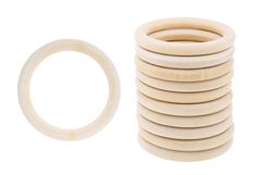 a stack of wooden rings with one ring in the middle and six on each side