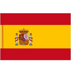 the flag of spain is shown in red, yellow and white with an emblem on it