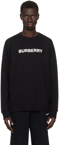 Relaxed-fit French terry sweatshirt. · Rib-knit crewneck, hem, and cuffs · Logo bonded at chest · Dropped shoulders Supplier color: Black Burberry Logo, Burberry Black, Knit Crewneck, Black Logo, French Terry, Apparel Accessories, Rib Knit, Burberry, Relaxed Fit