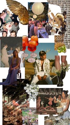 a collage of photos with people and flowers