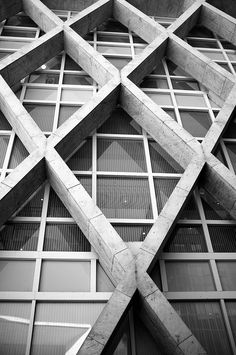 black and white photograph of an architectural structure