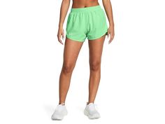 Under Armour Fly By Shorts - Women's Shorts : Matrix Green/Matrix Green/Reflective : , All Under Armour Apparel features a tagless design or tear-away tag with no left-over pieces. Flaunt the athletic grandeur in your flamboyant style wearing Under Armour Fly By Shorts. Made from lightweight, durable woven fabric that wicks sweat and dries quickly, the pull-on bottomwear features breathable mesh panels and built-in brief for enhanced coverage. Regular fit. Mid-rise silhouette. Elasticized waistband with drawstring closure. Crossover shaped hem. 100% polyester. Machine washable. Imported. Flamboyant Style, Under Armour Apparel, Under Armour Women, Mesh Panel, Product Reviews, Short Outfits, Women's Shorts, Navy And White, Woven Fabric