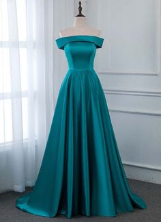 Turquoise Satin Strapless Long Bridesmaid Dress, Prom Dress #promdress