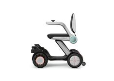 an electric scooter is shown with wheels on the front and side, as well as