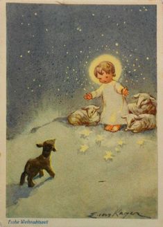 Nativity Illustration Vintage, Nativity Illustration, Images Victoriennes, Angel Illustration, Postal Vintage, Storybook Art, Child Jesus, Angel Pictures