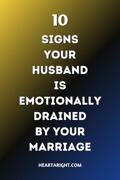 Learn 10 signs that your husband may be emotionally drained by your marriage. From constant fatigue to emotional withdrawal, uncover the warning signals that something is off.  #MarriageStruggles #EmotionalBurnout #RelationshipHelp #MarriageAdvice #EmotionalHealth #HusbandAndWife #EmotionalDisconnect #LoveAndMarriage #CouplesTherapy #RelationshipTips Emotional Withdrawal, Constant Fatigue, Friendship Advice, Emotionally Numb, Marriage Struggles