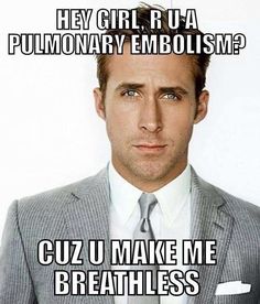 a man in a suit and tie with the caption hey girl, ua culinary embolism? cuz u make me breathless