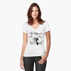 a women's fitted v - neck t - shirt with an owl on it