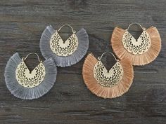 Fringe Earrings/Boho Earrings/large circle fringe tassel gold earrings/ gold fringe/grey fringe Gold Fringe, Southwestern Jewelry, Gold Copper, Tassel Fringe, Large Earrings, Earrings Boho, Fringe Earrings, Boho Bracelets, Terra Cotta