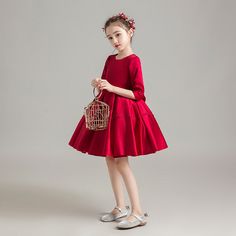 This Dress is fashionable for every occasion. the dress is made-to-order by professional tailors. You can choose from 50 colors, Regular sizes 2 to 16 and plus sizes 14w to 26W. Custom size is also available. Red Half Sleeve Dress For Fall, Red 3/4 Sleeve Dress For Spring, Red 3/4 Sleeve Spring Dress, Photo Site, Red Satin, Flower Girl Dress, Girl Dress, Custom Sizing, Length Sleeve