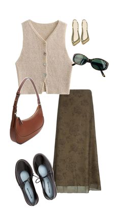 Sf Winter Outfits, September Aesthetic Outfits, Archivist Aesthetic Outfit, Earthy Chic Outfits, Thrift Inspo Outfits, Long Skirt Work Outfit, Spring 2025 Fashion, Thrifting Aesthetic Outfits, Nature Inspired Outfits