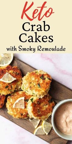 the keto crab cakes with smoky remoulade are ready to be eaten