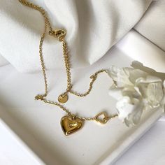 The 2in1 Golden Heart Necklace – Crescent Jewelry Designs Golden Heart Necklace, Crescent Jewelry, Minimalistic Necklace, Hypoallergenic Necklace, Golden Heart, Hypoallergenic Earrings, Minimalist Necklace, How To Look Classy, Sophisticated Style