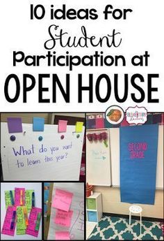 a collage of pictures with the words 10 ideas for student participating at open house