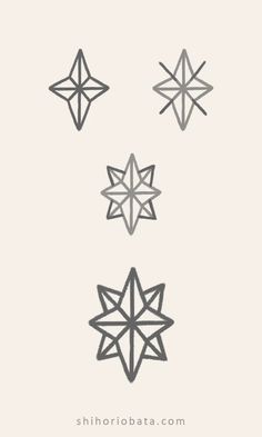 three stars are shown in different sizes and shapes