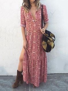 Buy More! Save More!

Fabric : Polyester

Occasion : Party/Daily Western Shopping, Vacation Maxi Dress, Look Boho Chic, Fall Floral Dress, Boho Mode, Boho Styl, Split Long Dress, Sundress Dress, Estilo Hippie