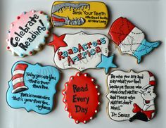 the dr seuss cookies are decorated with different sayings