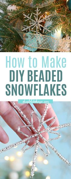 how to make diy beaded snowflakes for christmas tree decorations and gifts