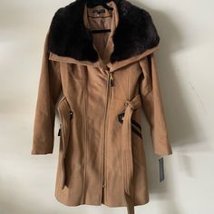 Ladies Size 12. New With Tag Camel Coat, Faux Fur Collar, Fur Collar, Camel, Faux Fur, Size 12, Jackets & Coats, Jackets For Women, Wool