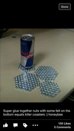 a can of soda sitting on top of a table