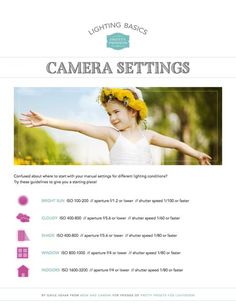 the lightening basics for camera settings is shown in this screenshote screen shot