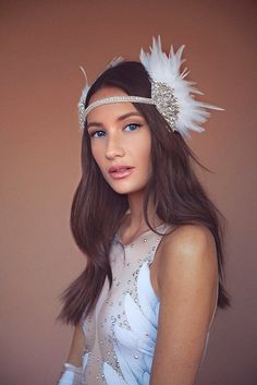 Gigi white feather headpiece | Etsy Goddess Attire, Black Headpiece, Fairy Headpiece, Festival Headpiece, Fairy Crown, Feather Headpiece, White Feather, Adjustable Headband, White Feathers