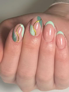 st.patrick's day nails: mint green French tips with swirls Classy Nude Nail Designs, Elegant Touch Nails, Feather Nails, Short Gel Nails, Nude Nail, Nude Nail Designs, Short Square Nails