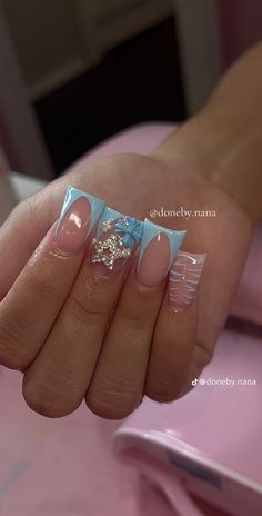 White French Tip Inspo Nails, Rounded Almond Nails, Teal Acrylic Nails, Concert Nails, Hard Nails, Colored Acrylic Nails, Girly Acrylic Nails, Glow Nails, Dope Nail Designs