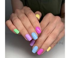 Multi Coloured Nails, Multicoloured Nails, Different Color Nails, Red Gel Nails, Multicolored Nails, Girls Nail Designs, Velvet Nails, Hello Nails