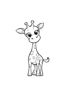 a black and white drawing of a giraffe with hearts on it's neck