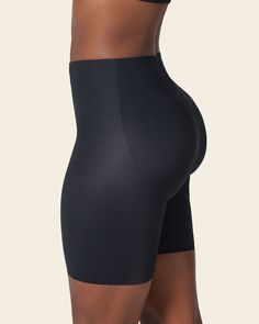 Midrise anti chafing butt lifter shaper short#color_700-black High Waist Smoothing Fitted Shorts, Compressive Mid-thigh Shapewear With Medium Bust Support, Short Length Shapewear Bottoms With Wide Waistband, Compressive Smoothing Mid-thigh Shapewear, Smoothing Compressive Mid-thigh Shapewear, Compression Shapewear With Built-in Shorts, Supportive Compressive Shapewear With Built-in Shorts, Seamless Compression Shapewear, Mid-thigh Length, Seamless Compression Shapewear Mid-thigh Length