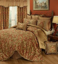 Austin Horn Botticelli Rust 3 piece Luxury Comforter Set Comforter Sets By Pacific Coast Home Furnishings Luxury Comforter Sets, King Comforter Sets, Luxury Bedding Sets, Queen Comforter Sets, Queen Comforter, King Comforter, Duvet Sets, Comforter Set, Bedding Collections