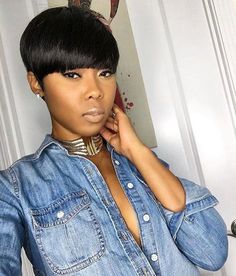 Pixie wig popping! @iamjaelroumain ✂️ | #thecutlife #pixiecut #protectivestyle #shorthair #style Bob Black Women Side Part, Short Bob Black Women, Short Perm, Blended Backgrounds, Kort Bob, Bob Black, Permed Hair, Haircut Styles For Women, Boy Cut