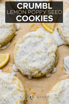 lemon poppy seed cookies with white icing on top