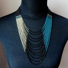 African style Zulu beaded multistrand necklace gold teal black, Bead statement necklace, Gifts on Etsy, $33.00 Sead Bead Necklace, Work Necklaces, Black Gold Jewelry, African Necklace, Black Seed, African Style, Beaded Statement Necklace, African Jewelry